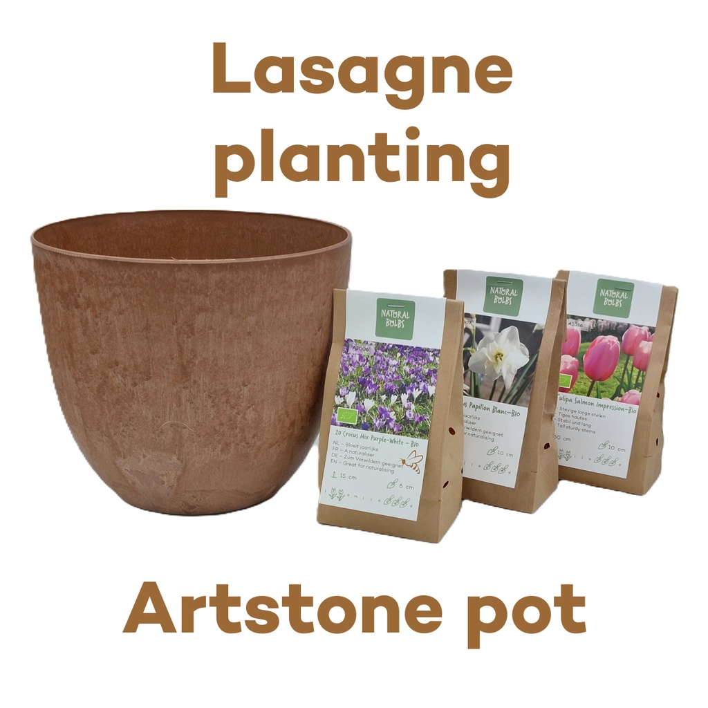 Bollenlasagne met Artstone pot Oak - BIO
